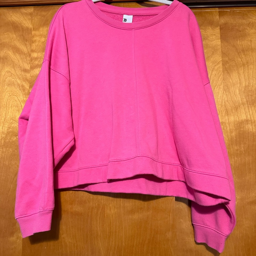 Pink crop workout sweatshirt
